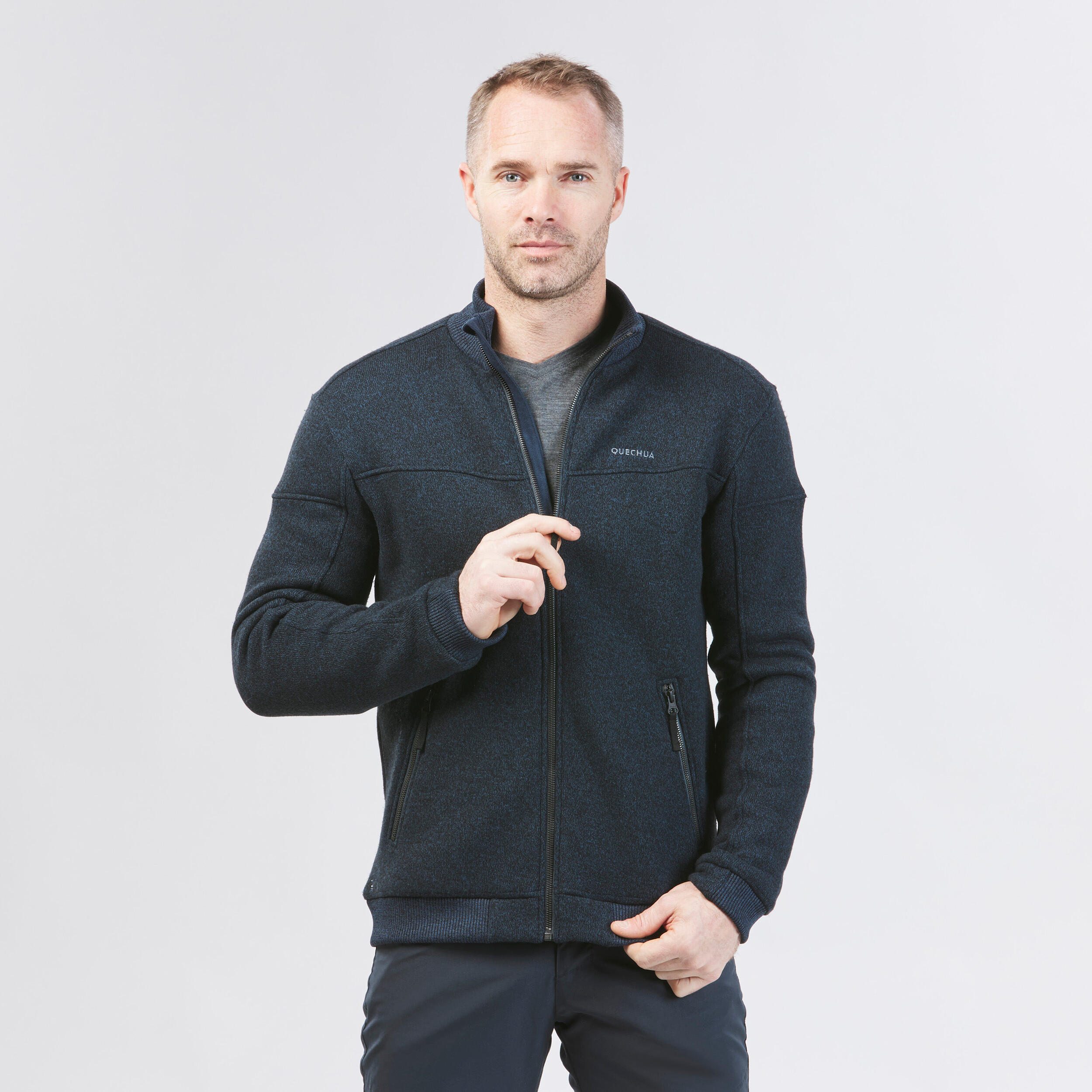 Men’s Hiking Fleece Jacket - SH 100 X-Warm Blue 2/7