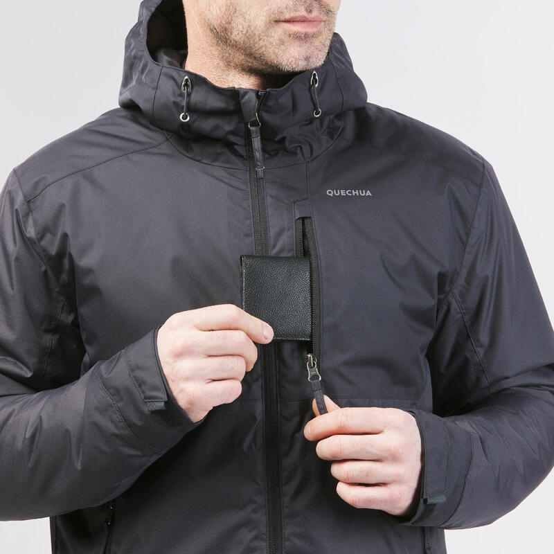Casaco de caminhada -10°C impermeável homem, NH500 preto