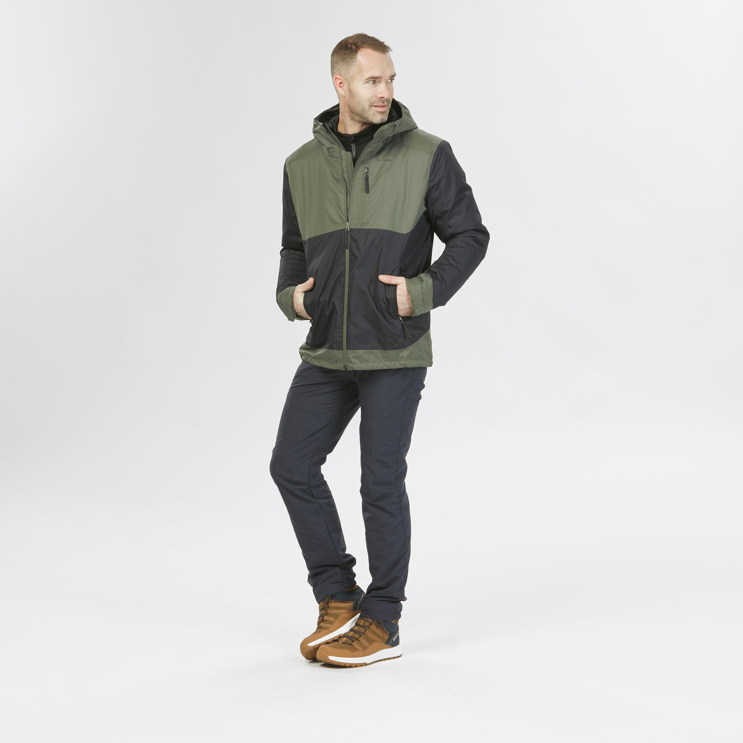 Men’s Waterproof Winter Hiking Jacket Comfortable Upto-10°C NH500 Warm  Green