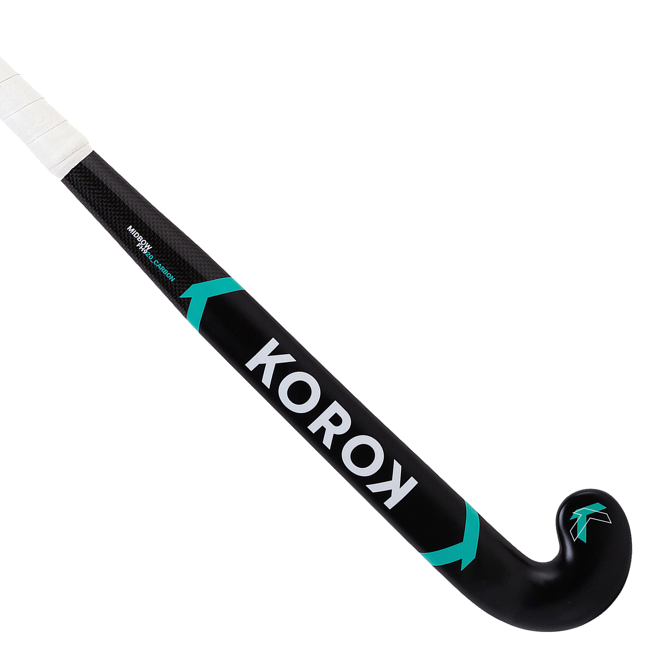 KOROK Kids' 20% Carbon Mid Bow Field Hockey Stick FH920 - Black/Turquoise