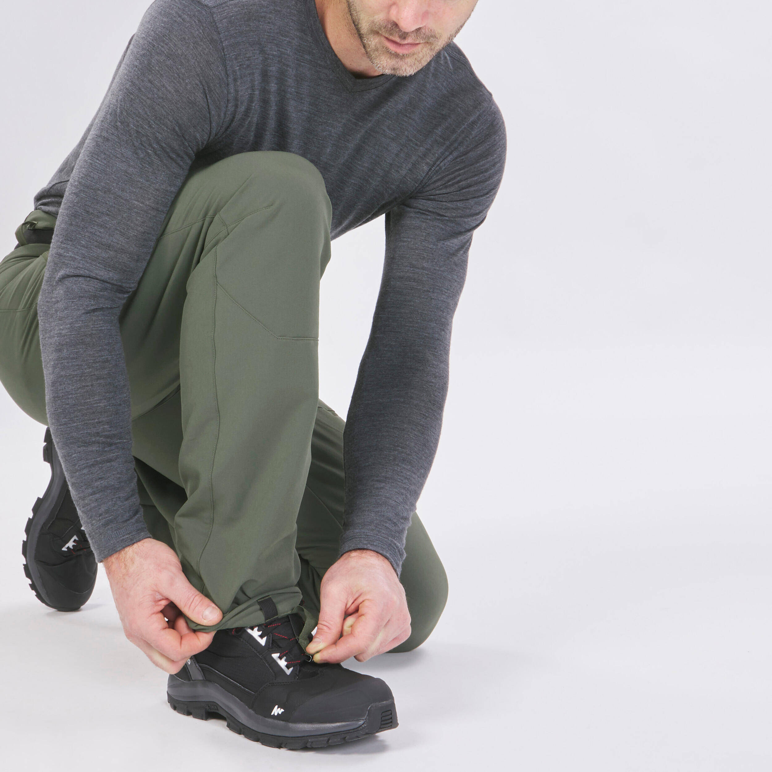 Men’s warm and water-repellent hiking trousers, SH500 - Green -  2