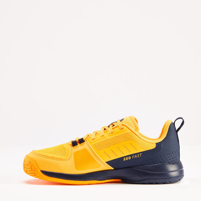 Çocuk Bağcıklı Tenis Ayakkabısı - Sarı / Siyah - TS500 Fast