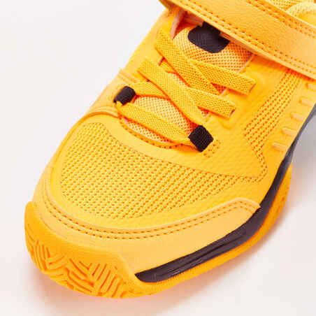 Vaikiški teniso bateliai „TS500 Fast KD“ su kontaktine juosta, ryškiai geltoni