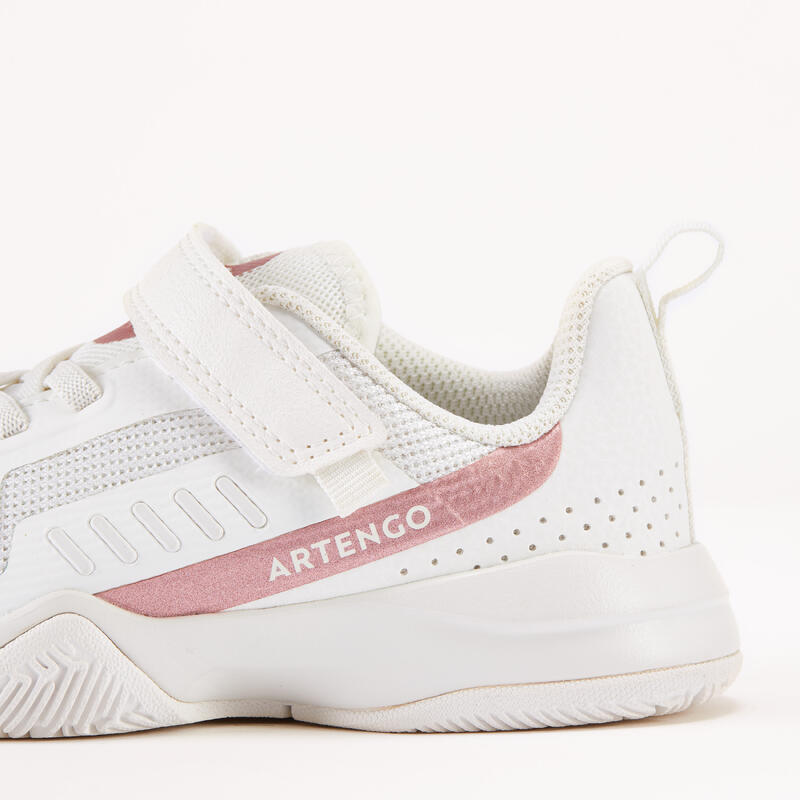 Zapatillas de tenis niños con tira autoadherente Artengo TS500 fast blanco