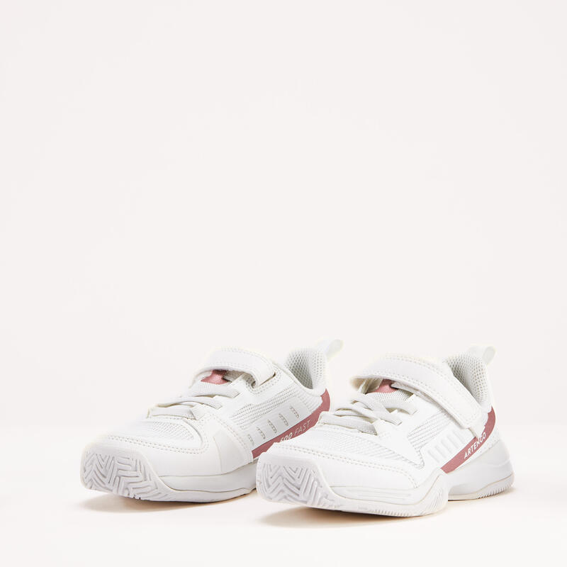 Zapatillas de tenis niños con tira autoadherente Artengo TS500 fast blanco