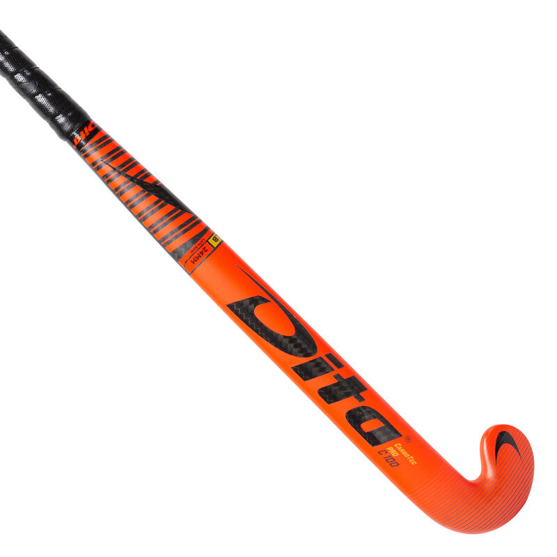 Hockeystick voor expert volwassenen low bow 100% carbon Carbotec Pro C100 rood