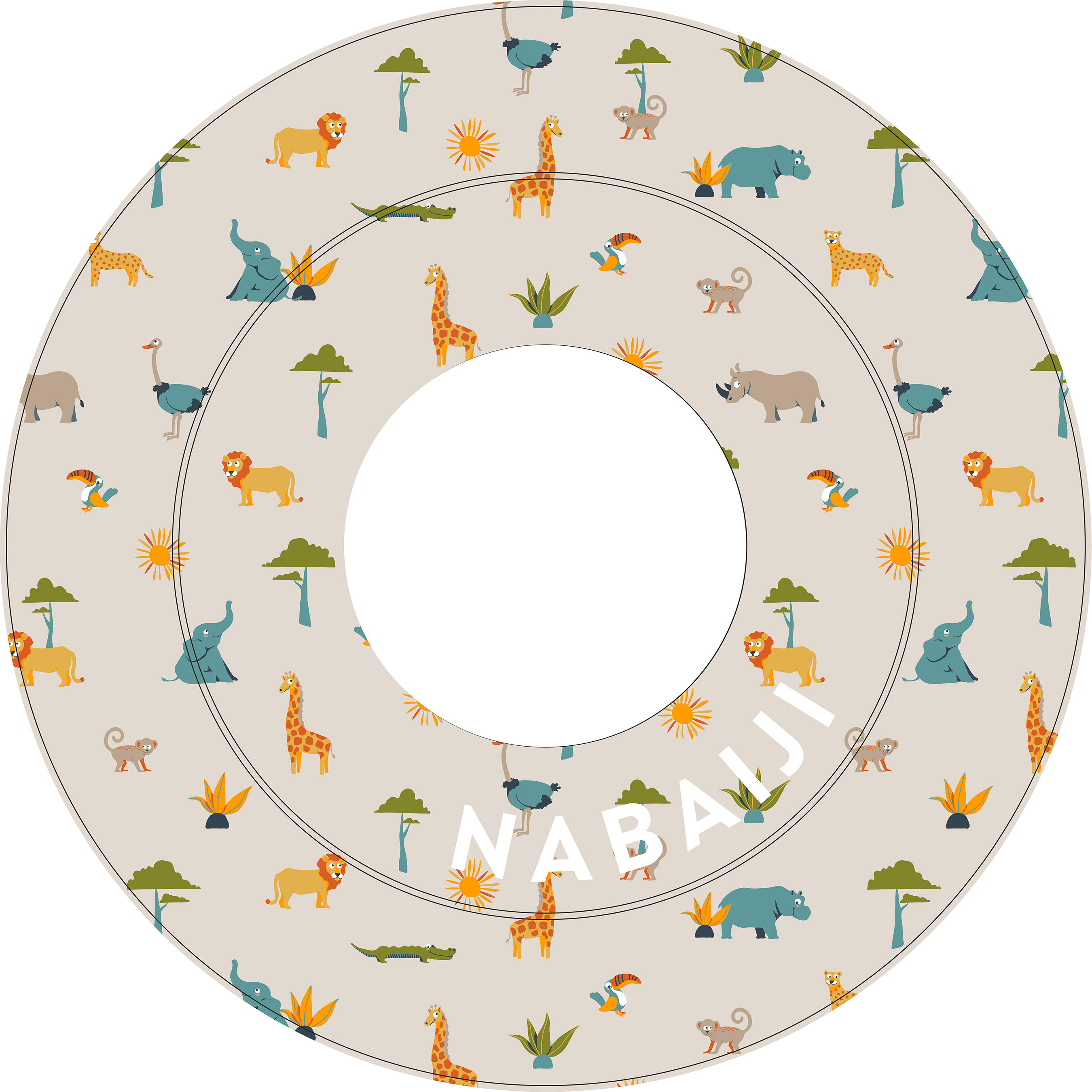 Kids’ Inflatable Swim Ring 51 cm, Savanna Print Age 3–6 - DECATHLON
