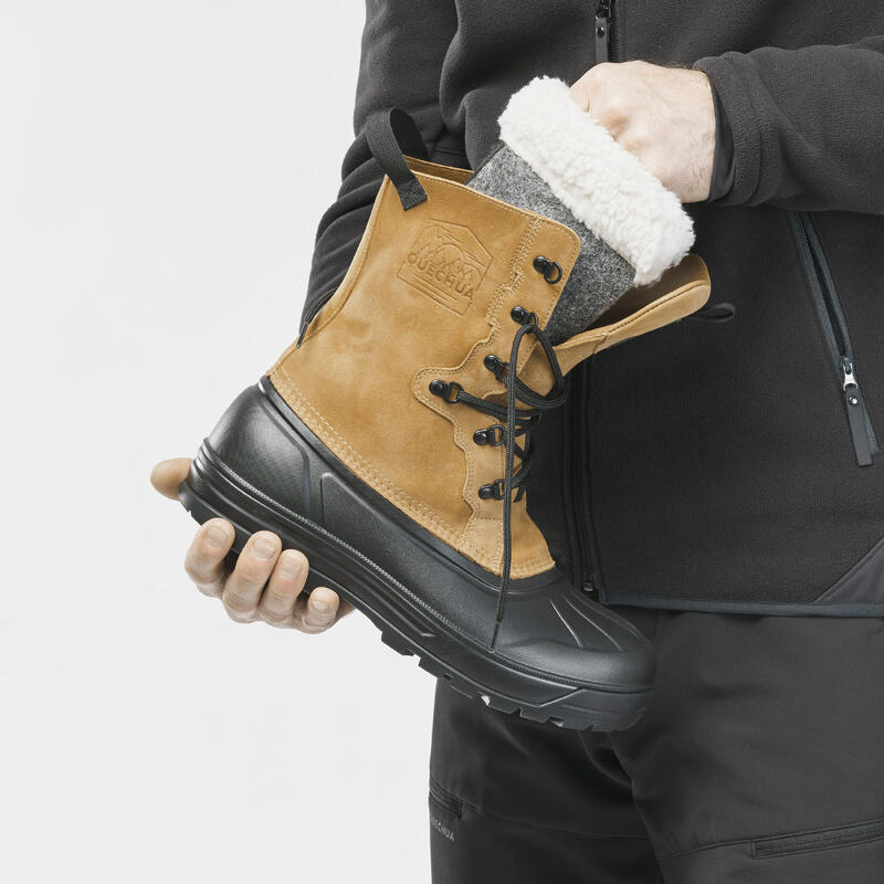 Bottes de neige cuir chaudes imperméables de randonnée - SH900 lacet - homme