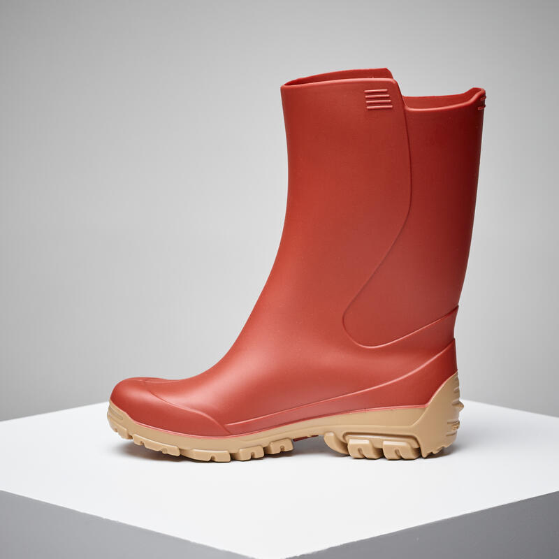 Botas de agua Niños Katiuskas Solognac 100 Ligeras Pvc Rojo Teja