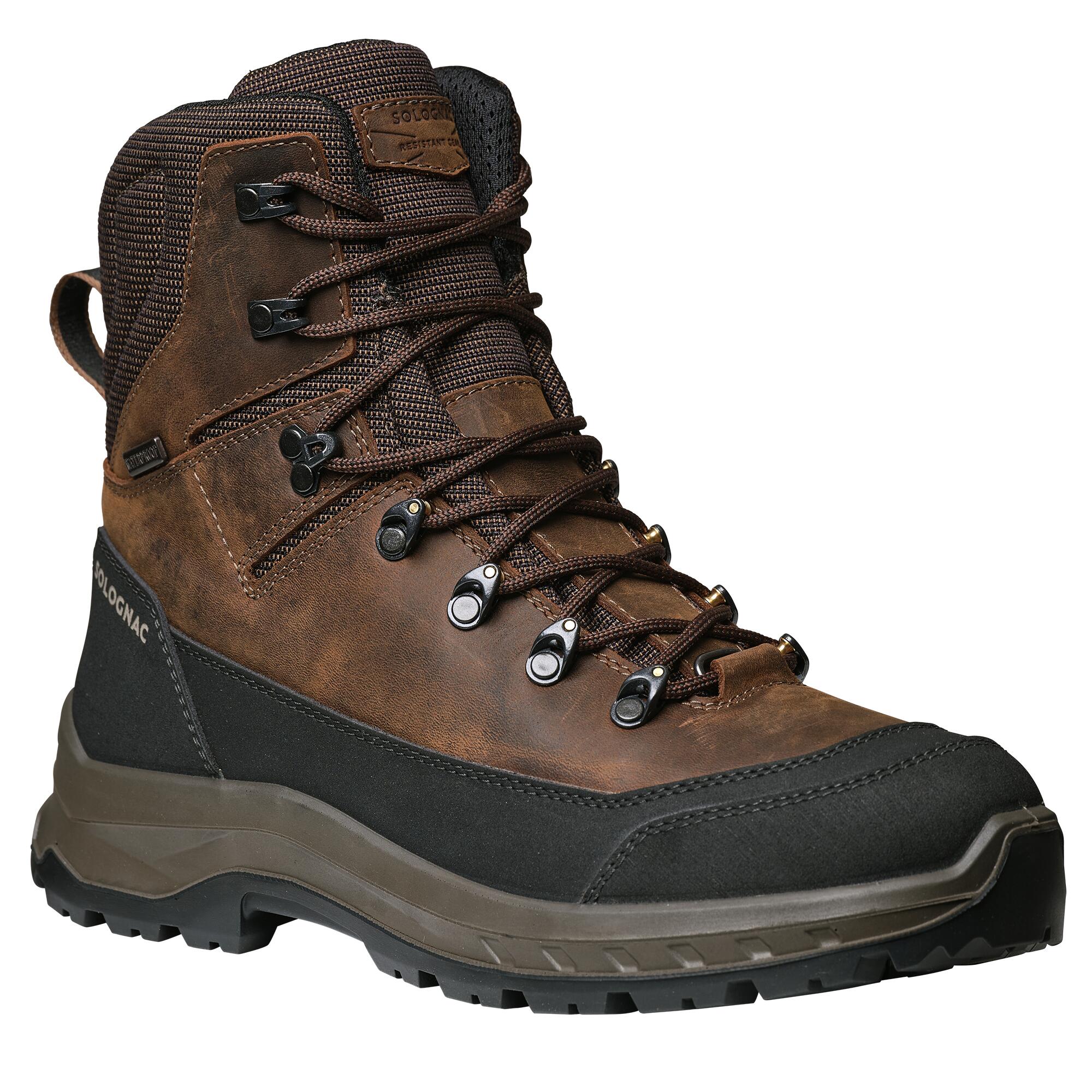 Hunting Waterproof Boots - Crosshunt 500 V2 Brown - SOLOGNAC