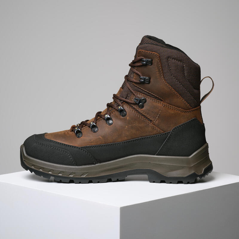 Erkek Su Geçirmez Deri Avcı Botu - Kahverengi - Vibram Tabanlı - Crosshunt 500