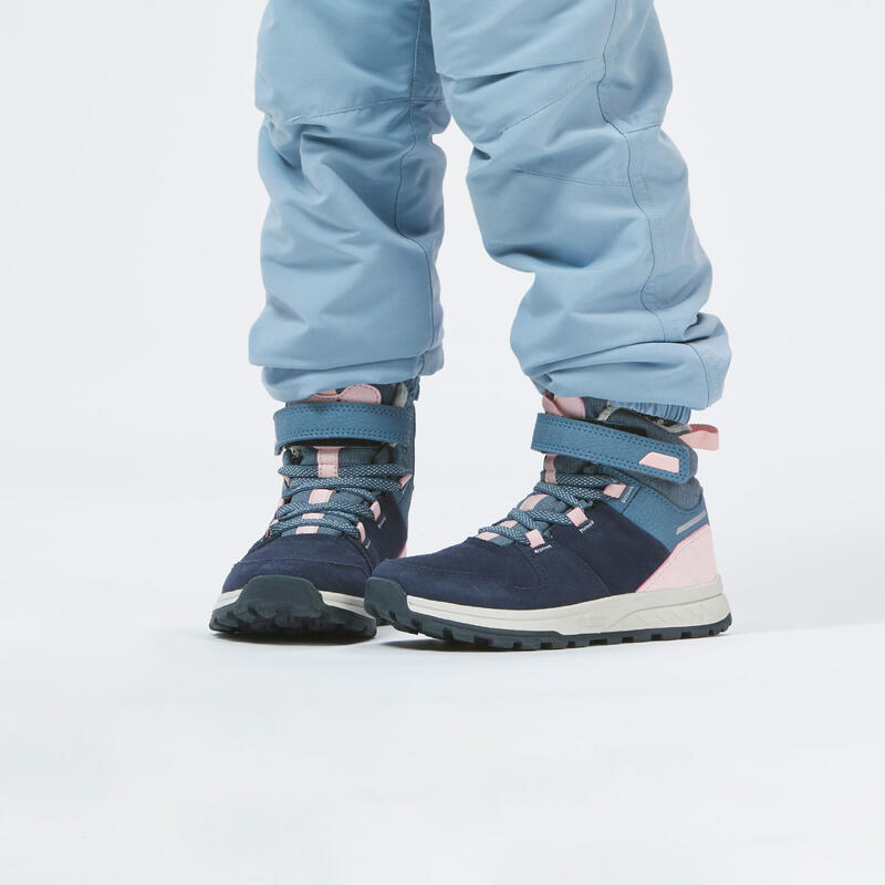 Warme waterdichte wandelschoenen voor kinderen met klittenband - SH500 - roze