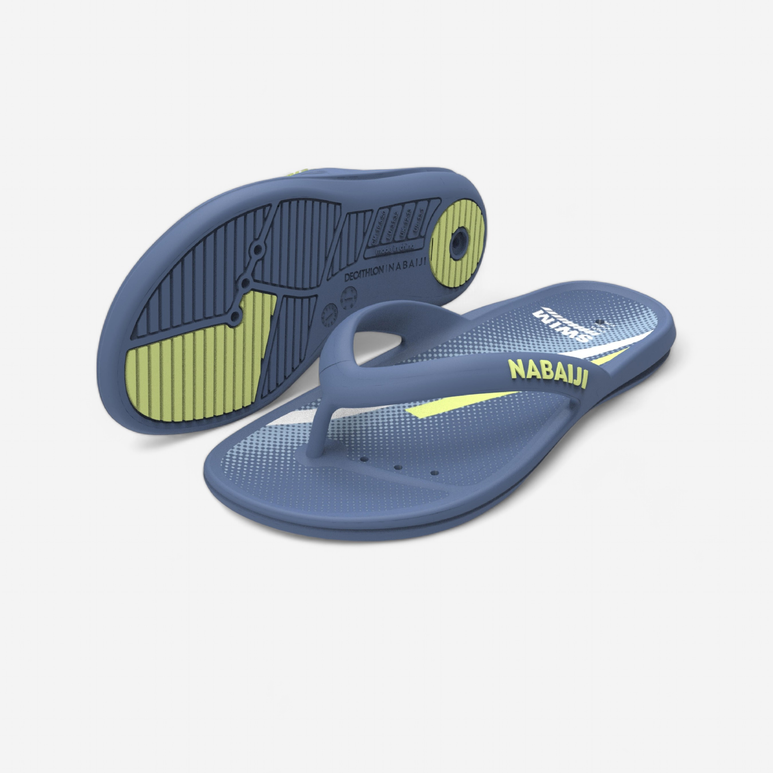 Tongs de Piscine Enfants Tonga 500 Print Swim Bleu Jaune pour