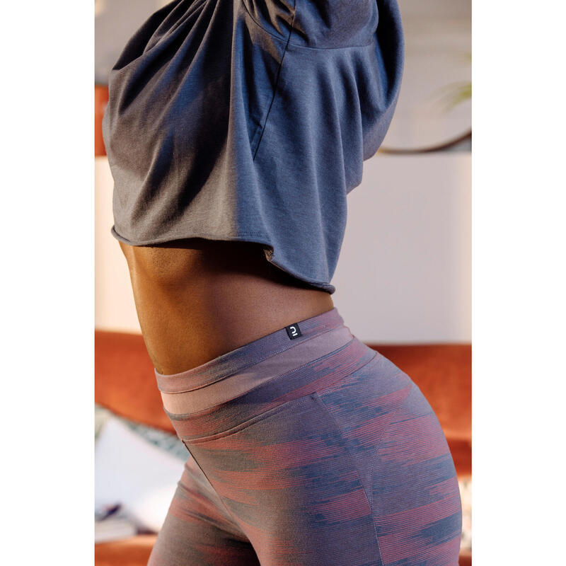 Fitness legging met hoge taille stretch katoen print