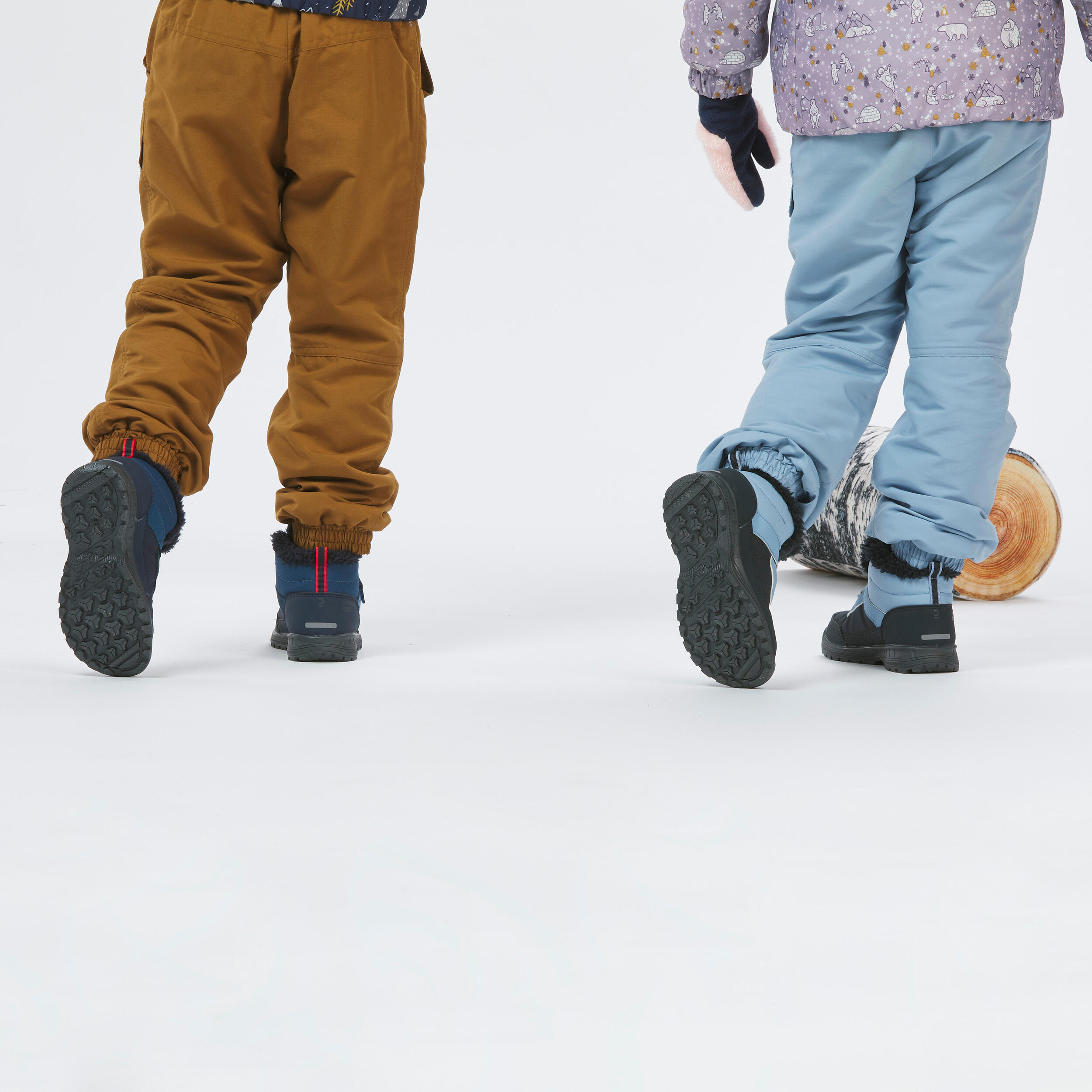 KIDS’ WARM WATERPROOF HIKING BOOTS - SH100 hook and loop strap - Size 24–34 9/10