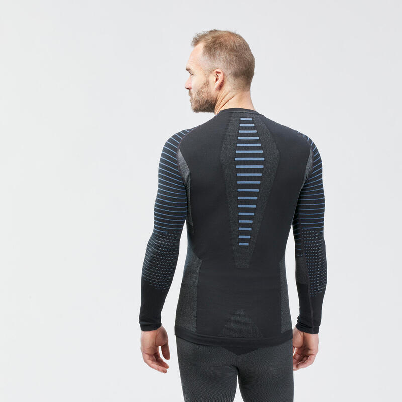 Herenthermoshirt voor skiën BL 980 seamless blauw/grijs