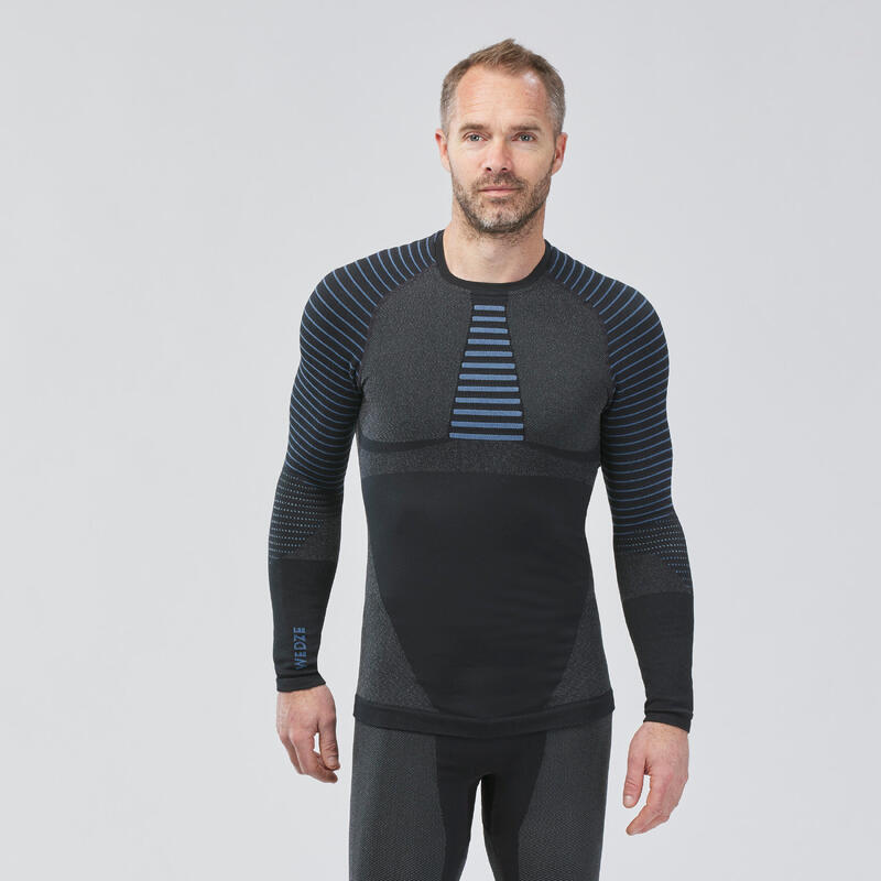 Herenthermoshirt voor skiën BL 980 seamless blauw/grijs