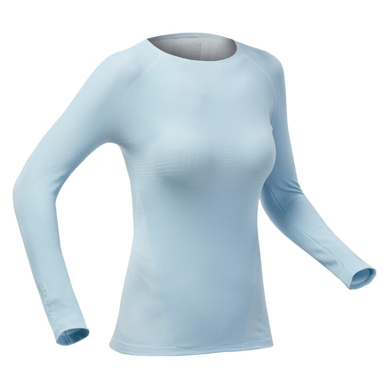 Sous-vêtement de ski femme BL 980 seamless ultra respirant haut - bleu clair