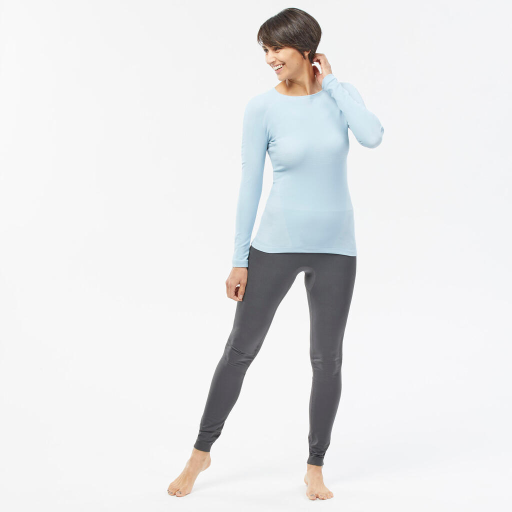 Women's ski base layer  BL 980 seamless ultra-breathable top – blue