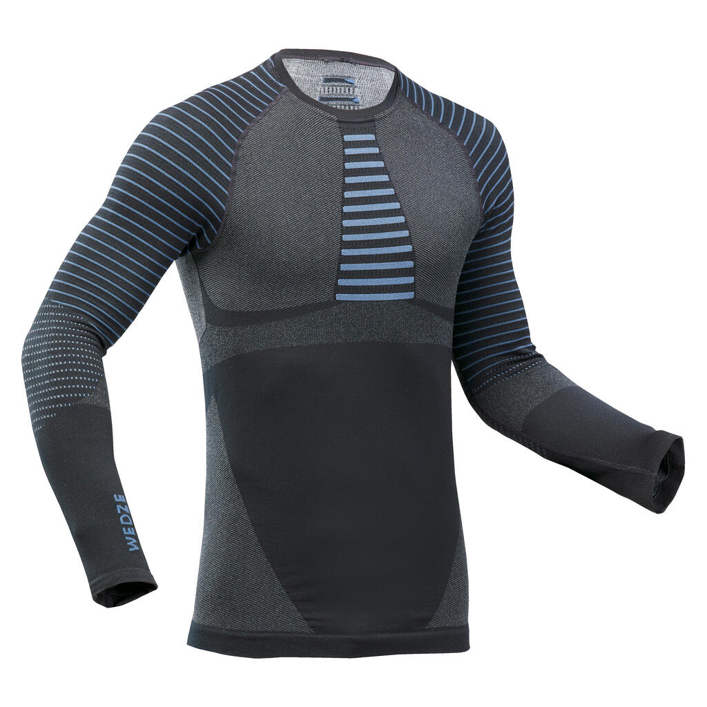 Pánske lyžiarske spodné tričko BL 900 bezšvové priedušné a pohodlné sivo-modré