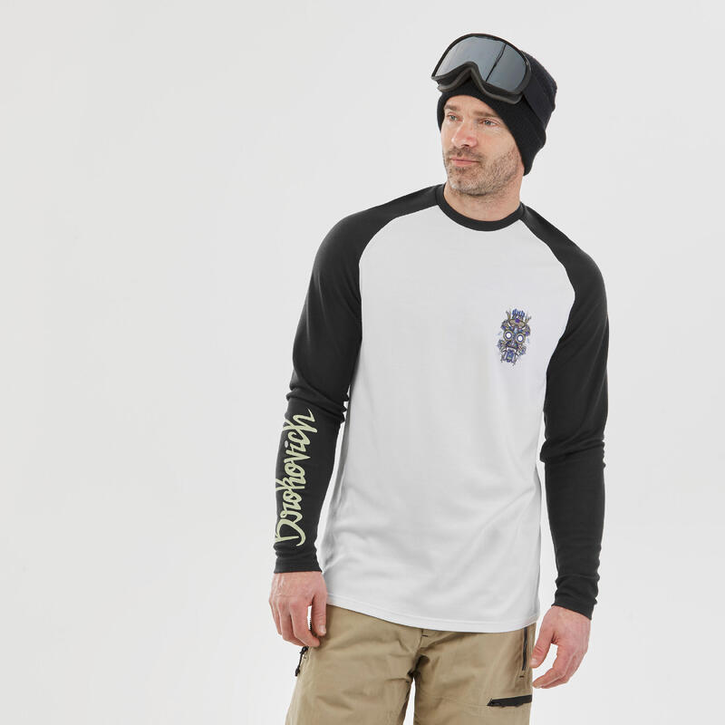 Sous-vêtement de ski homme - BL 590 Brokovich laine mérinos haut - noir blanc