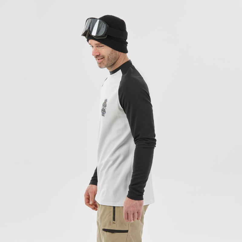 Thermoshirt voor skiën voor heren BL 590 Brokovich merinowol zwart/wit