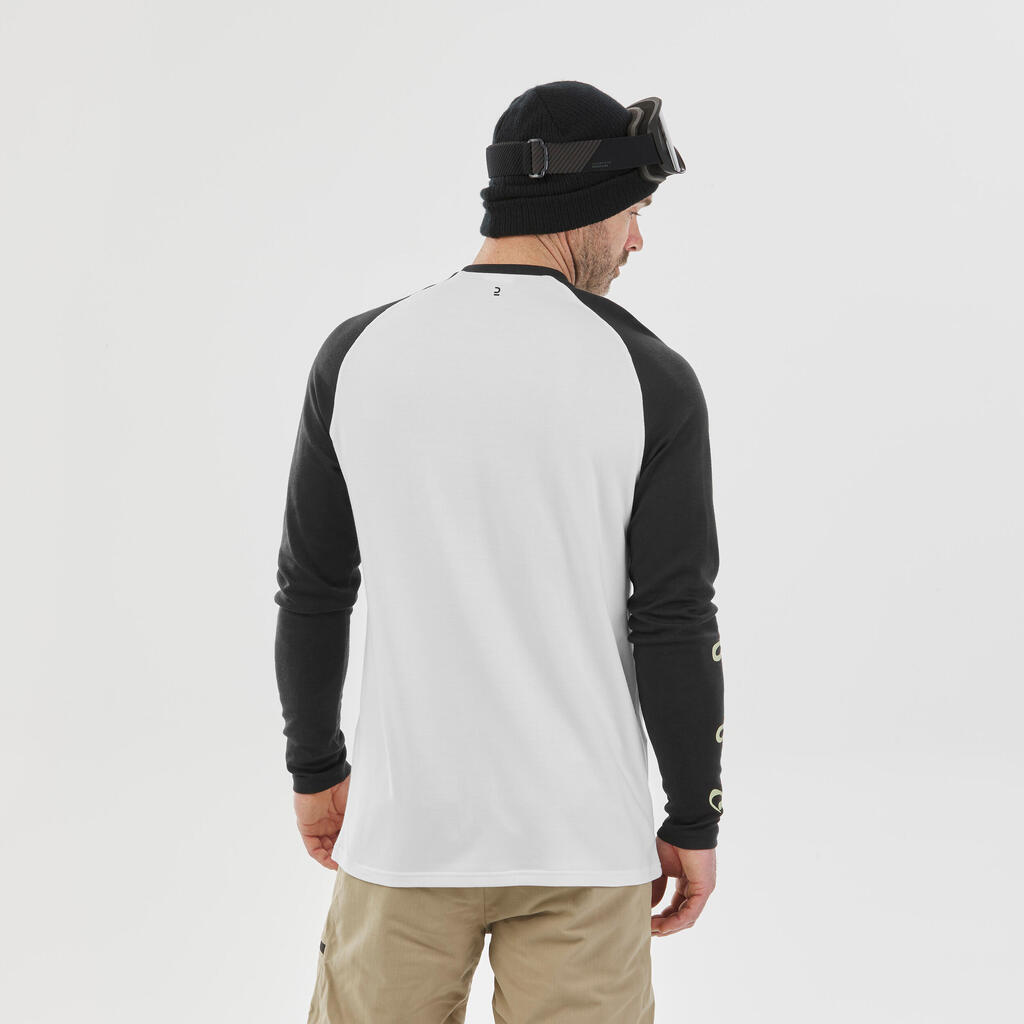 Men’s Ski Base Layer Wool Top - BL 590 Brokovich - Black / White