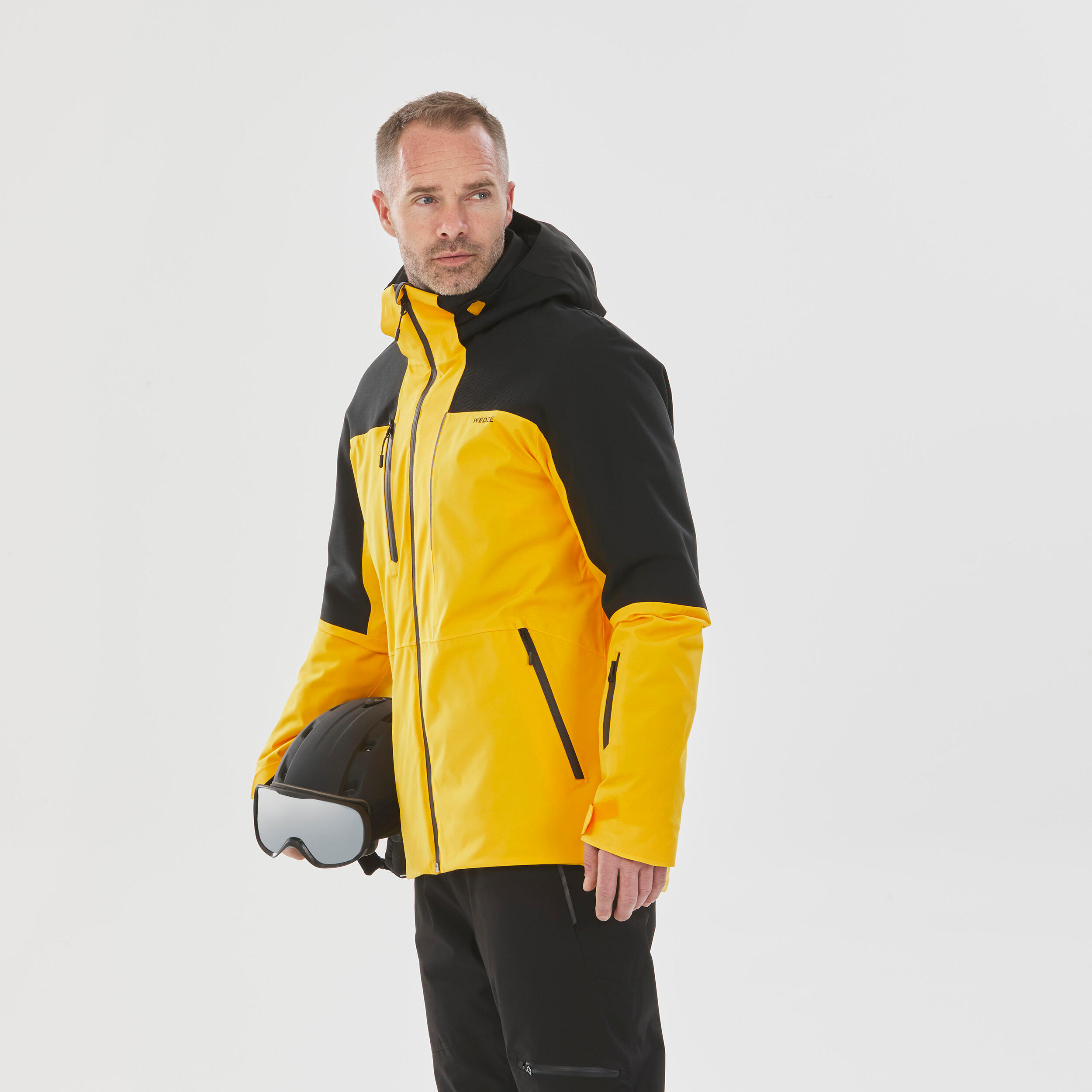 Yellow and black ski jacket sale