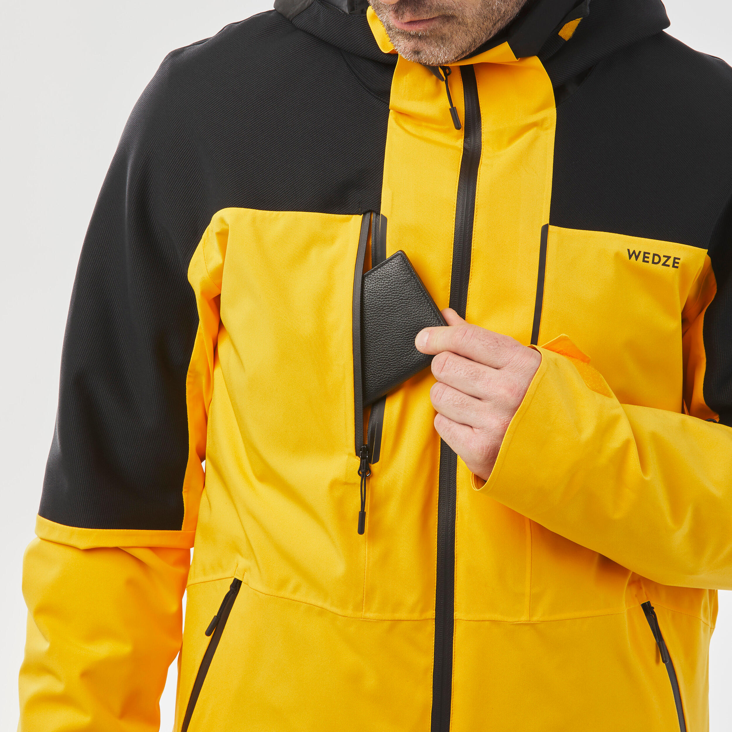 Men's Ski Jacket - 500 SPORT yellow and black