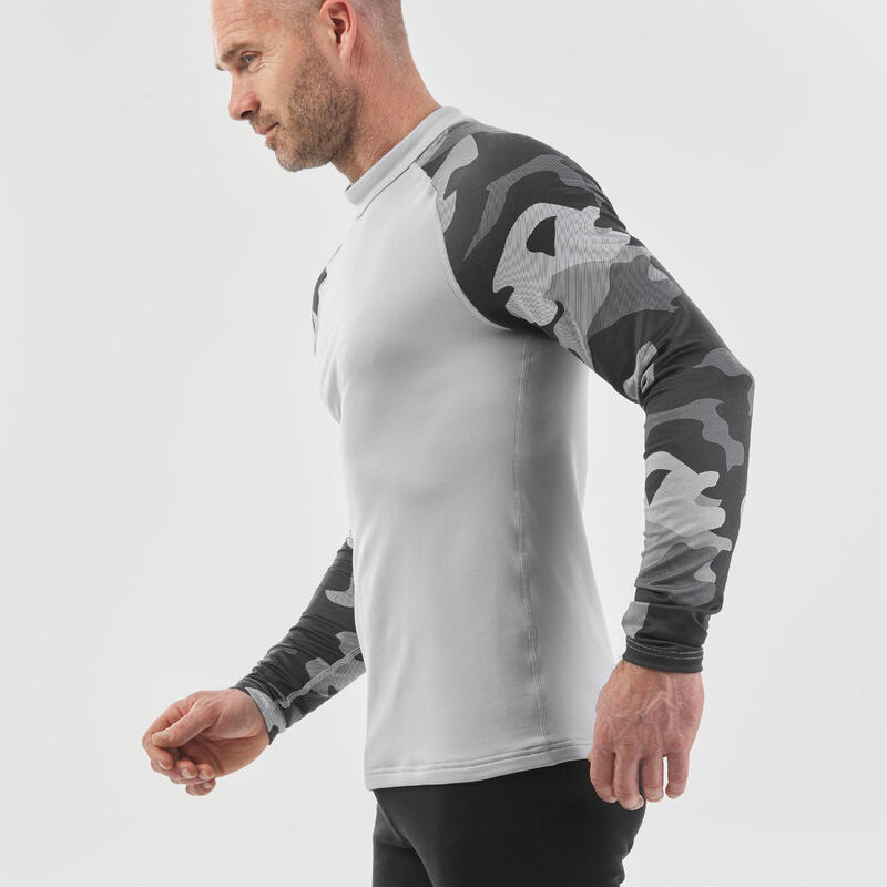 Thermoshirt voor skiën heren BL500 grijs camouflage