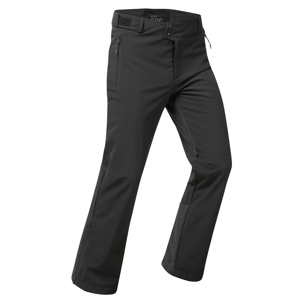 Crne muške pantalone za skijanje 500