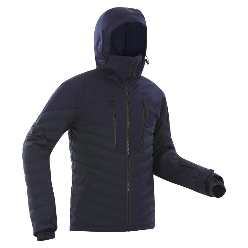 Warme dons ski-jas heren 900 Warm marineblauw