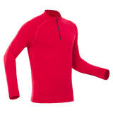 Men's Ski Base Layer Top - BL 500 1/2 Zip - Red