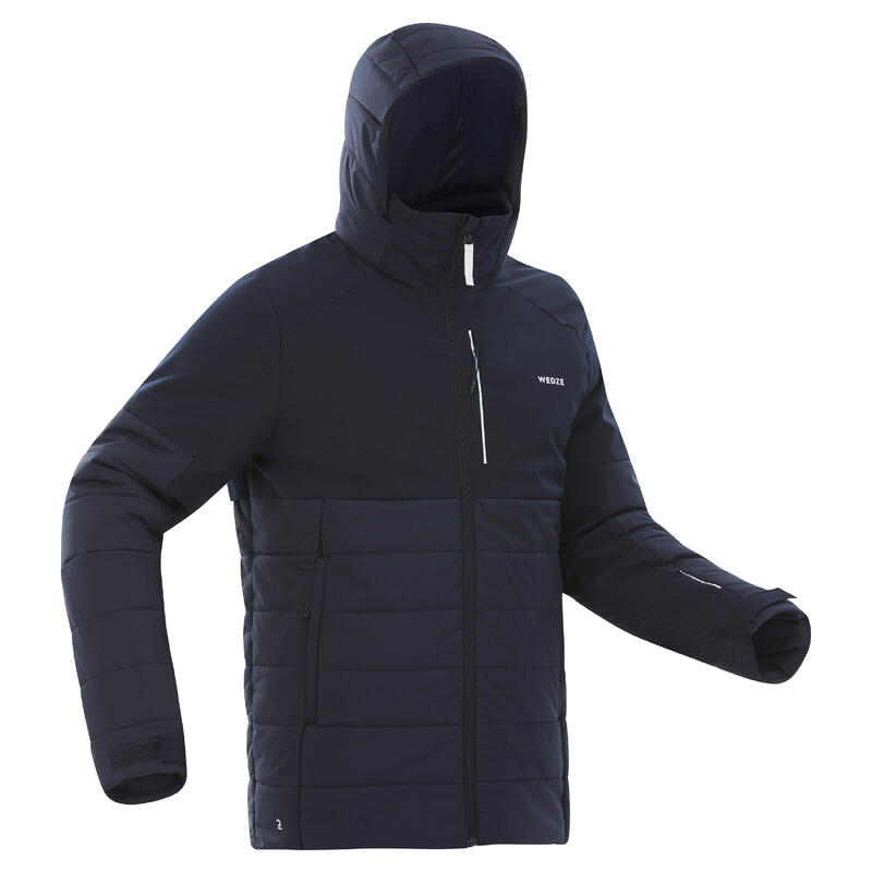 Warme halflange ski-jas voor heren 100 marineblauw