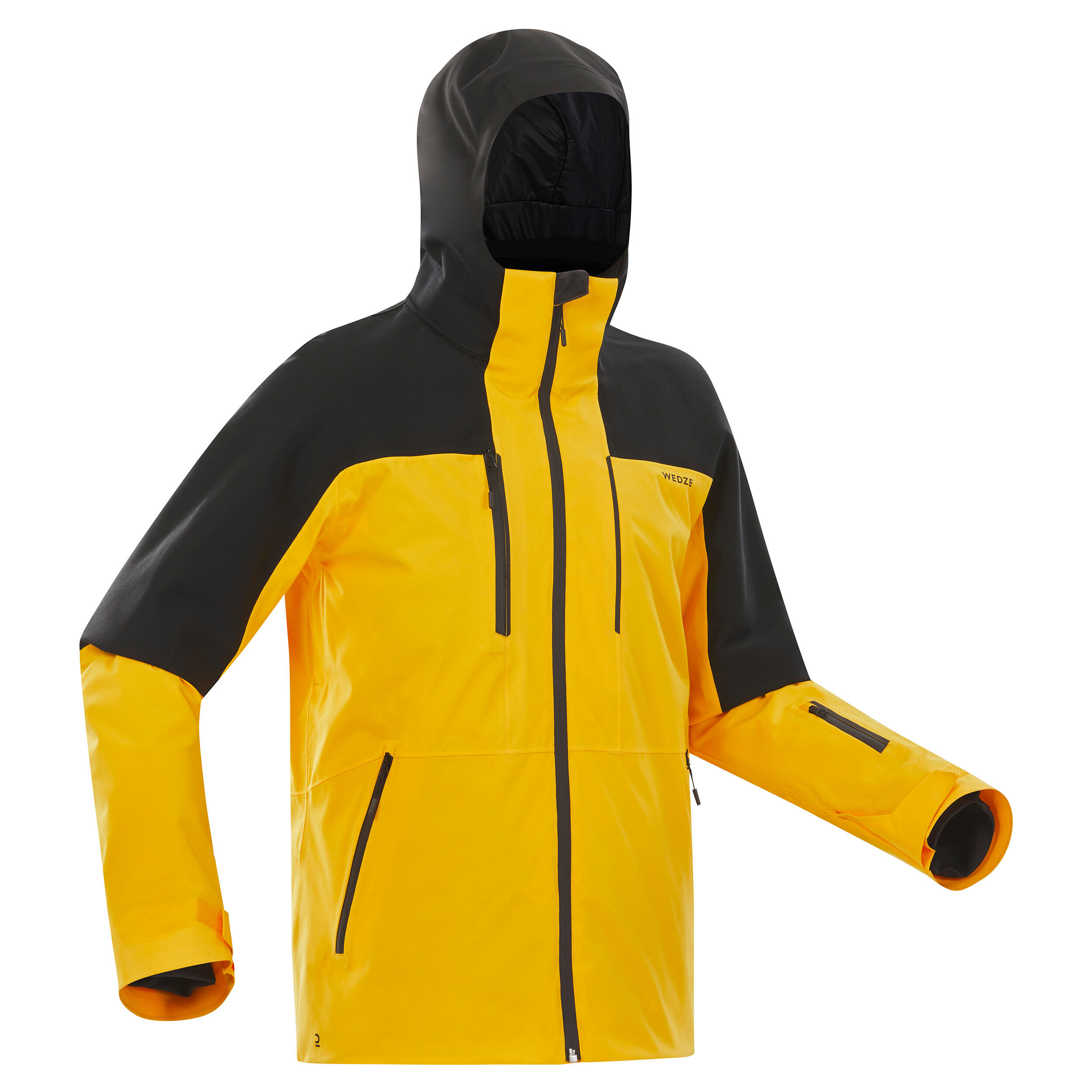 Chaqueta de esqui impermeable y resistente hombre 500 SPORT camel y negro Decathlon