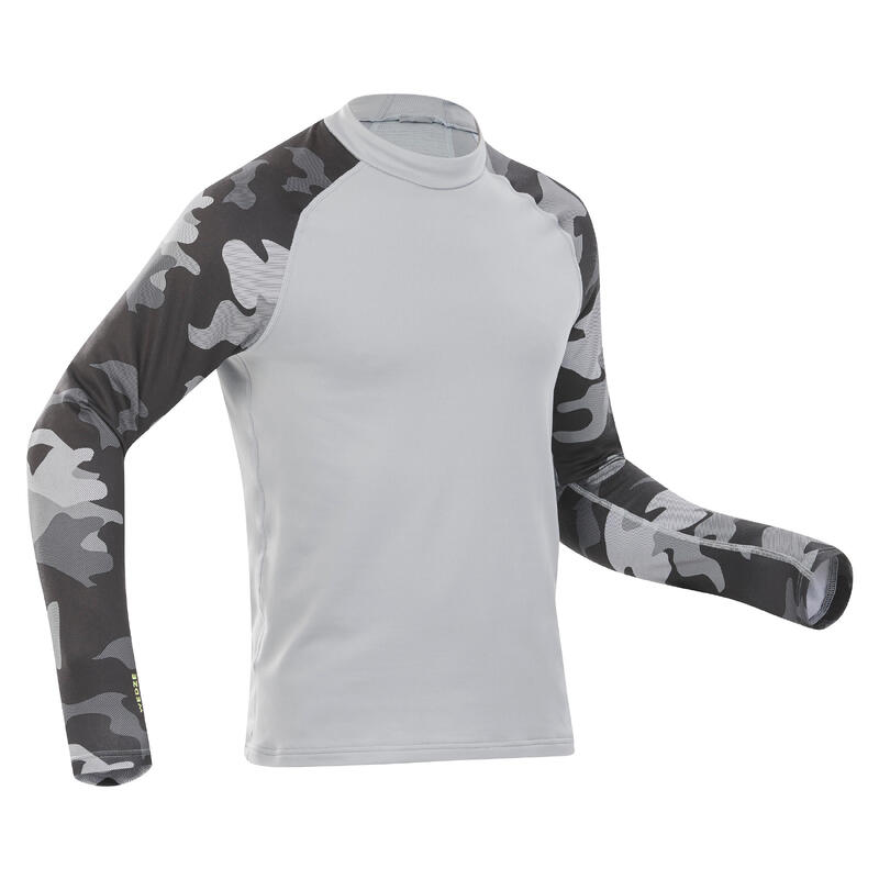Thermoshirt voor skiën heren BL500 grijs camouflage