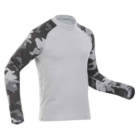 Vyriški apatiniai slidinėjimo marškinėliai „500“, pilki kamufliažiniai
