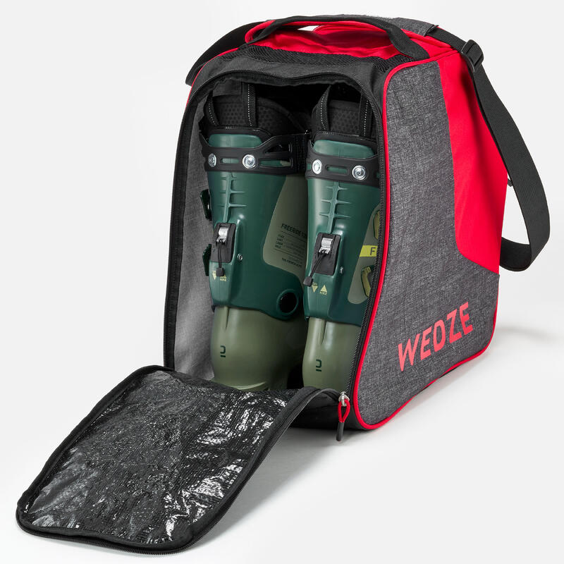 Tas voor skischoenen 500 grijs/rood