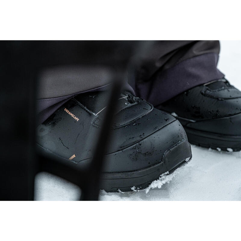 Botas de snowboard mulher aperto botão rotativo, flex médio - ALLROAD 500 preto