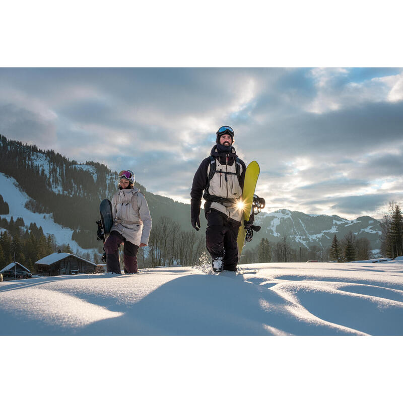 Veste de snowboard résistante et imperméable homme, SNB 900 UP beige et noir