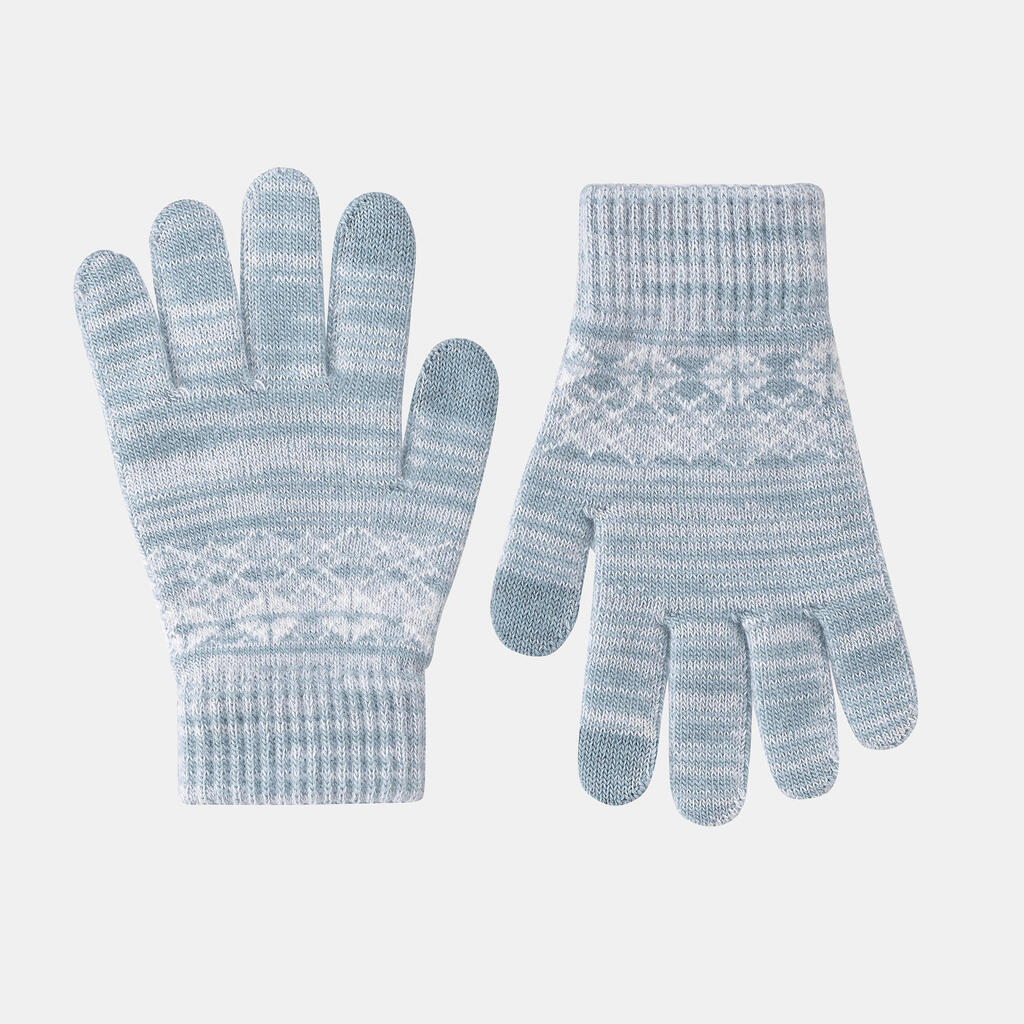 Handschuhe Kinder Strick touchscreenfähig Winterwandern 4-14 Jahre - SH100 blau