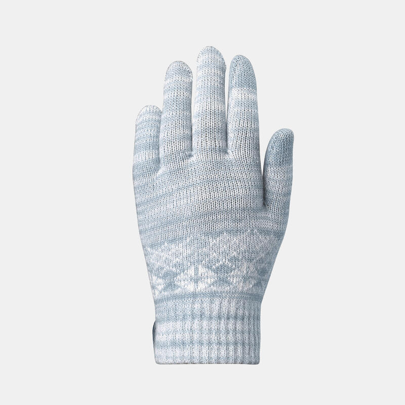 Handschuhe Kinder Strick touchscreenfähig Winterwandern 4-14 Jahre - SH100 blau
