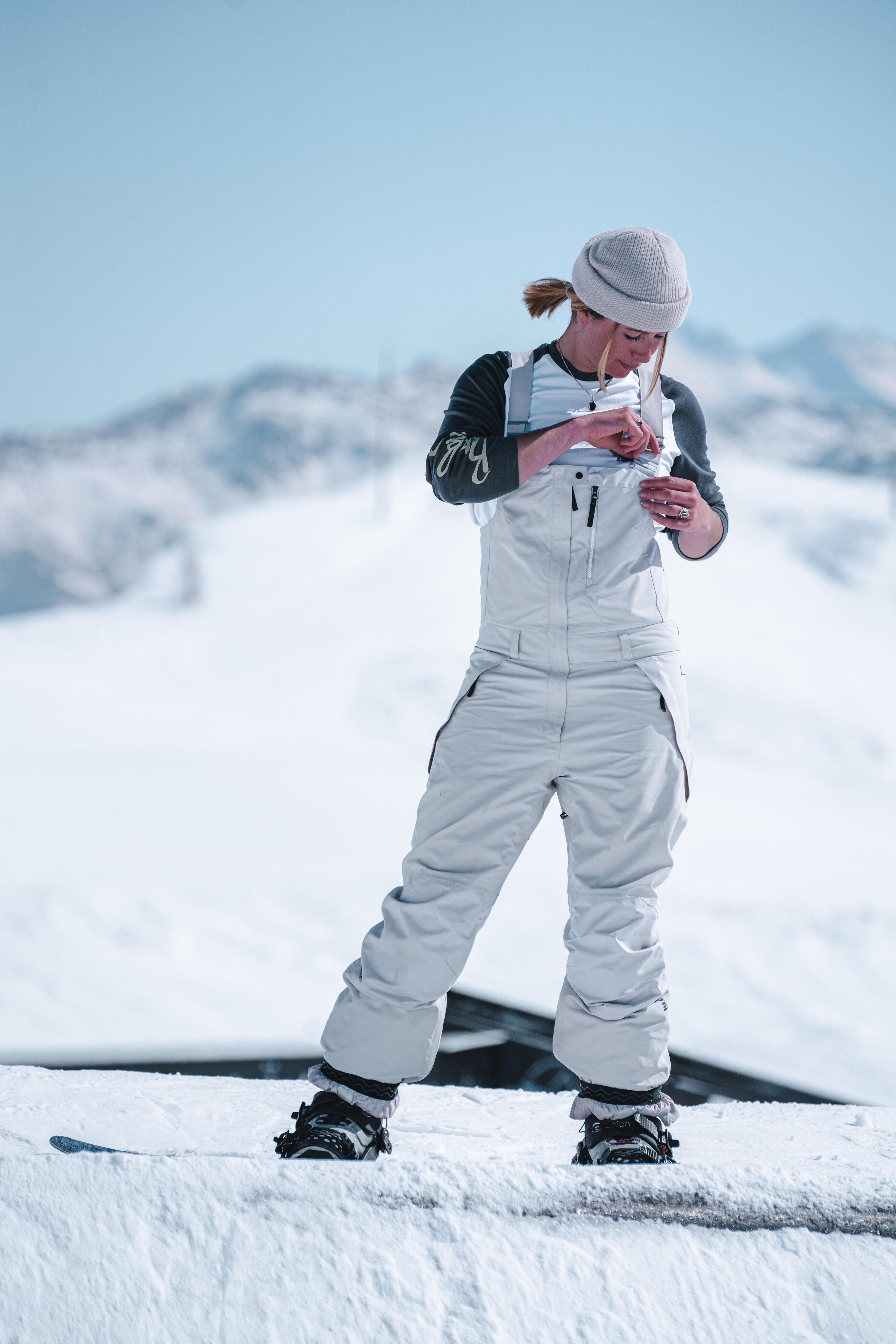 Women's Waterproof Snowboard Salopettes SNB BIB 900 - Beige 2/15
