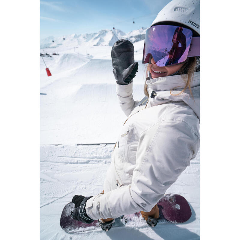 Veste de ski et snowboard chaude et résistante femme, SNB 500 beige