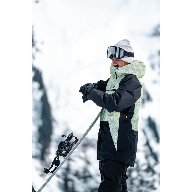 VESTE DE SNOWBOARD HOMME SNB 100 - VERTE ET NOIRE