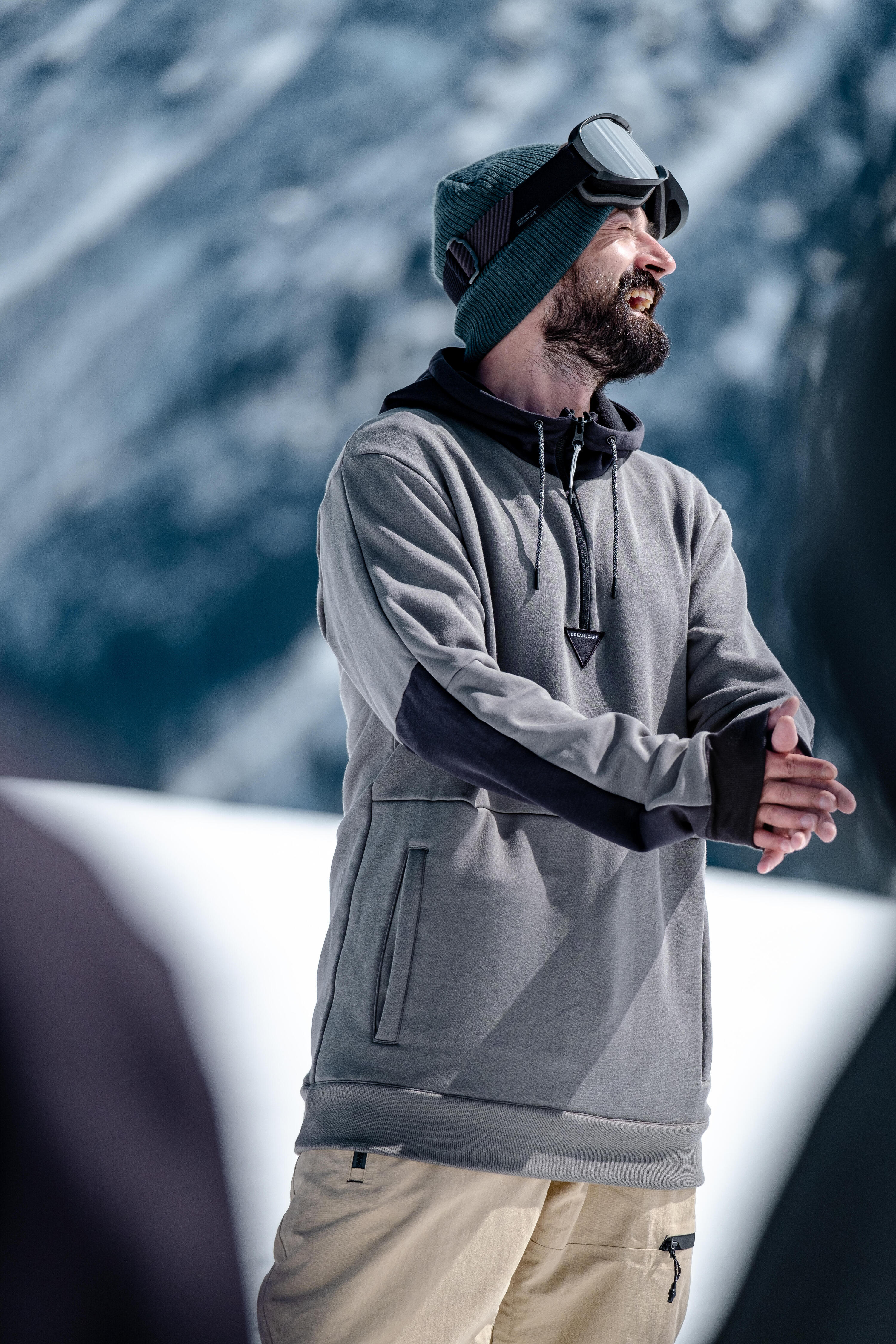 Men's Hooded Snowboard Sweatshirt - SNB HDY Khaki 2/9