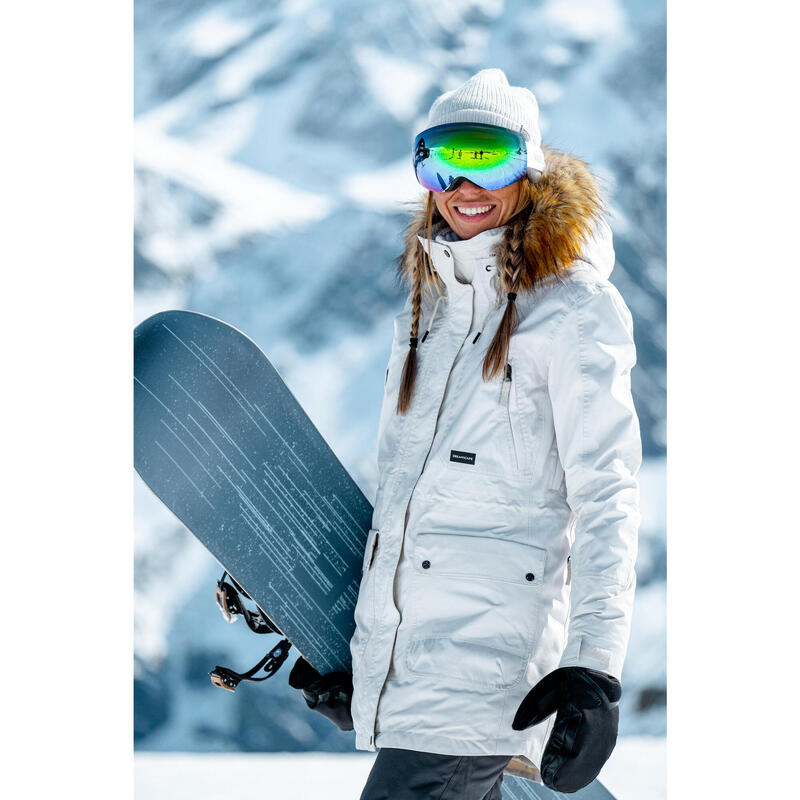 Casaco de Snowboard Mulher SNB 500 compatível ZIPROTEC Bege