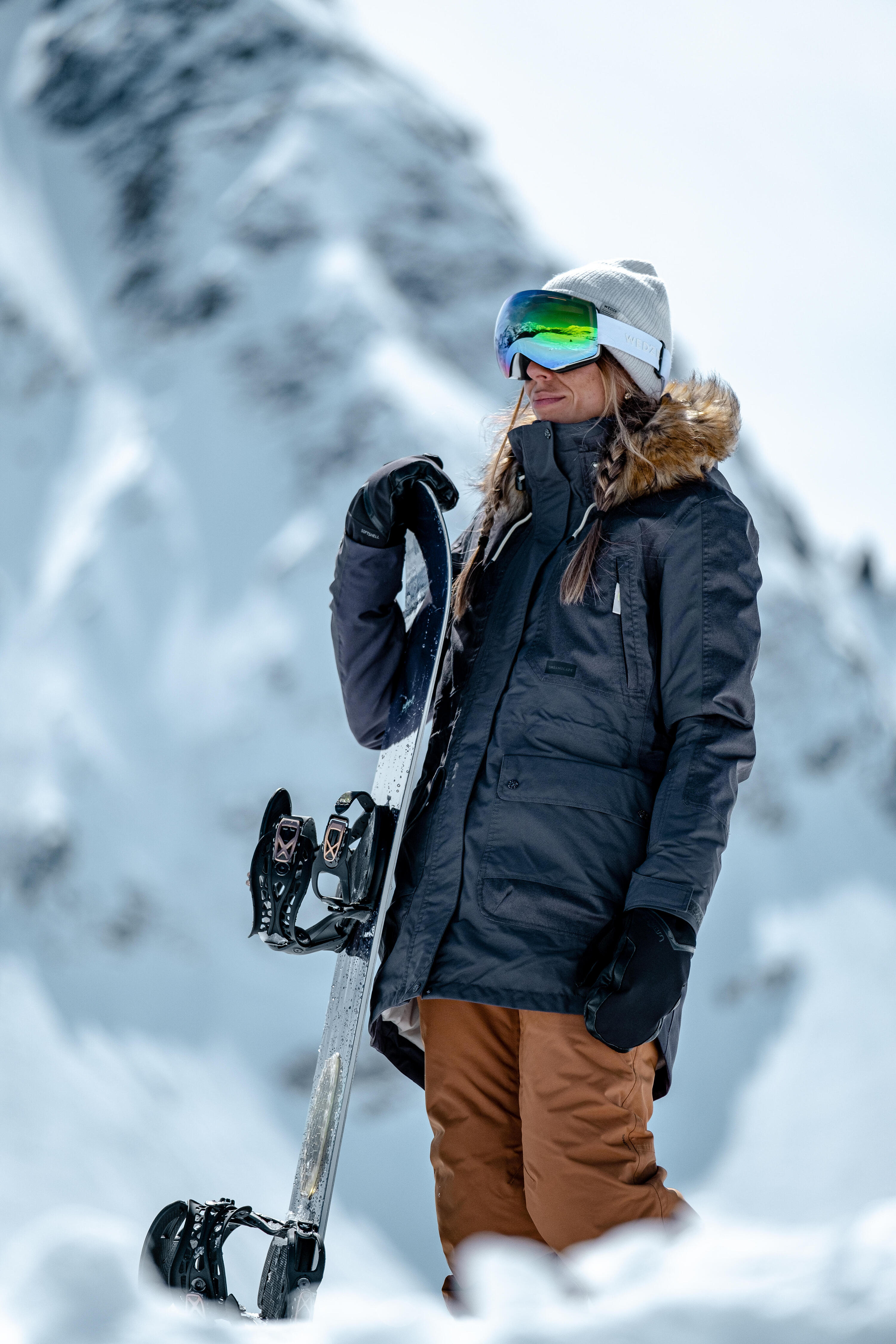 Women’s Snowboard Jacket ZIPROTEC compatible - SNB 500  - grey 3/19