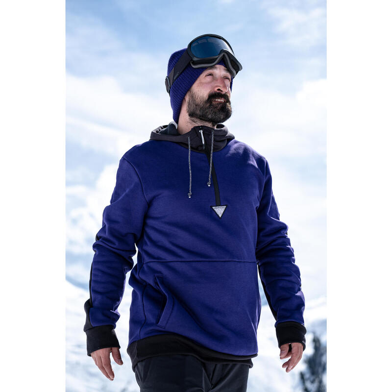 Sweat à capuche 1/2 zip ski et snowboard homme, 100 violet/noir