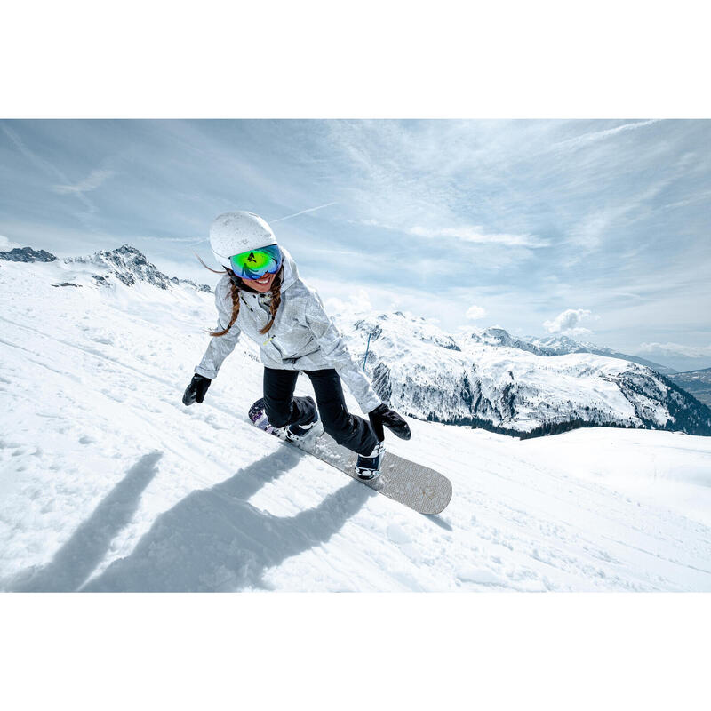 Veste de ski et snowboard longue et chaude femme, 500 graph blanc